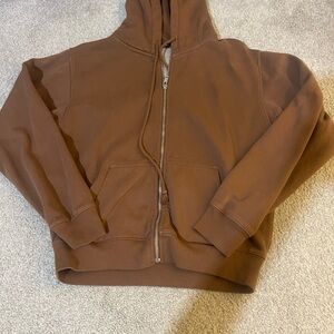 Brown oversized zip up sweater